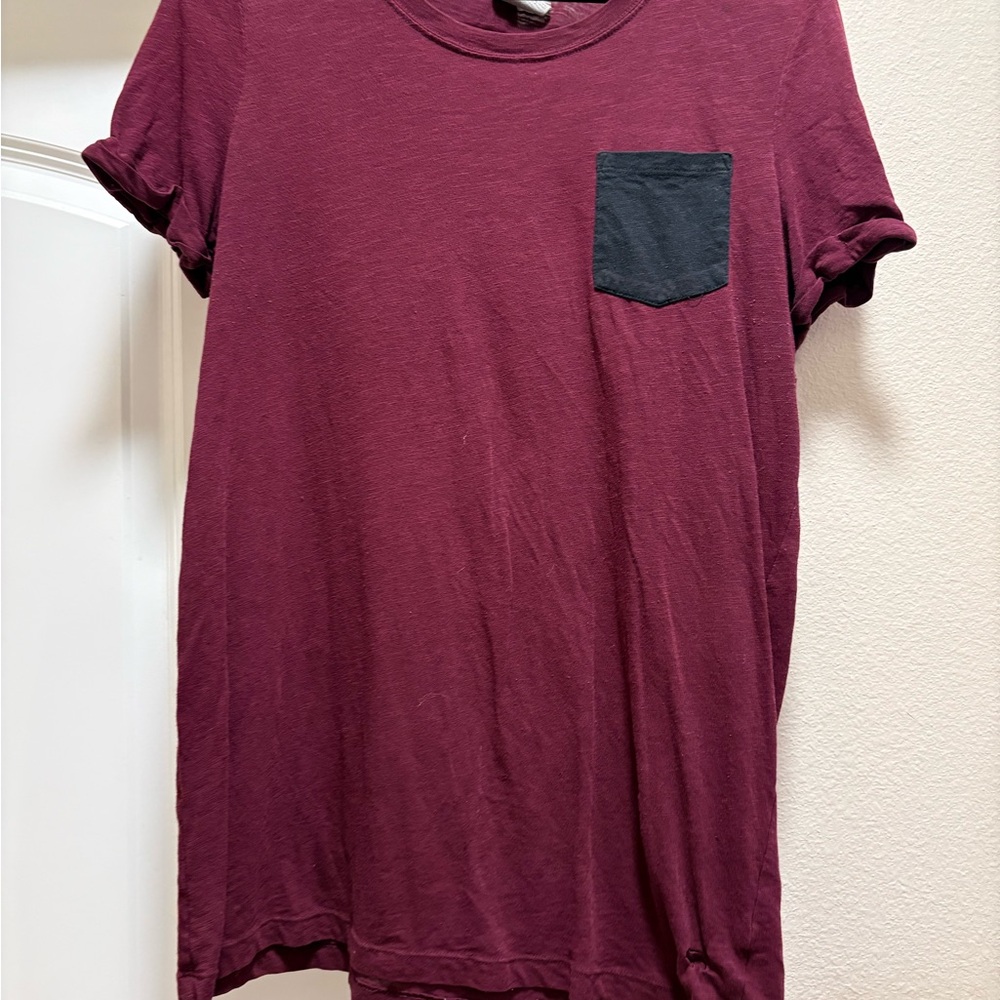 PINK Victoria's Secret Maroon Tee with Charcoal Pocket